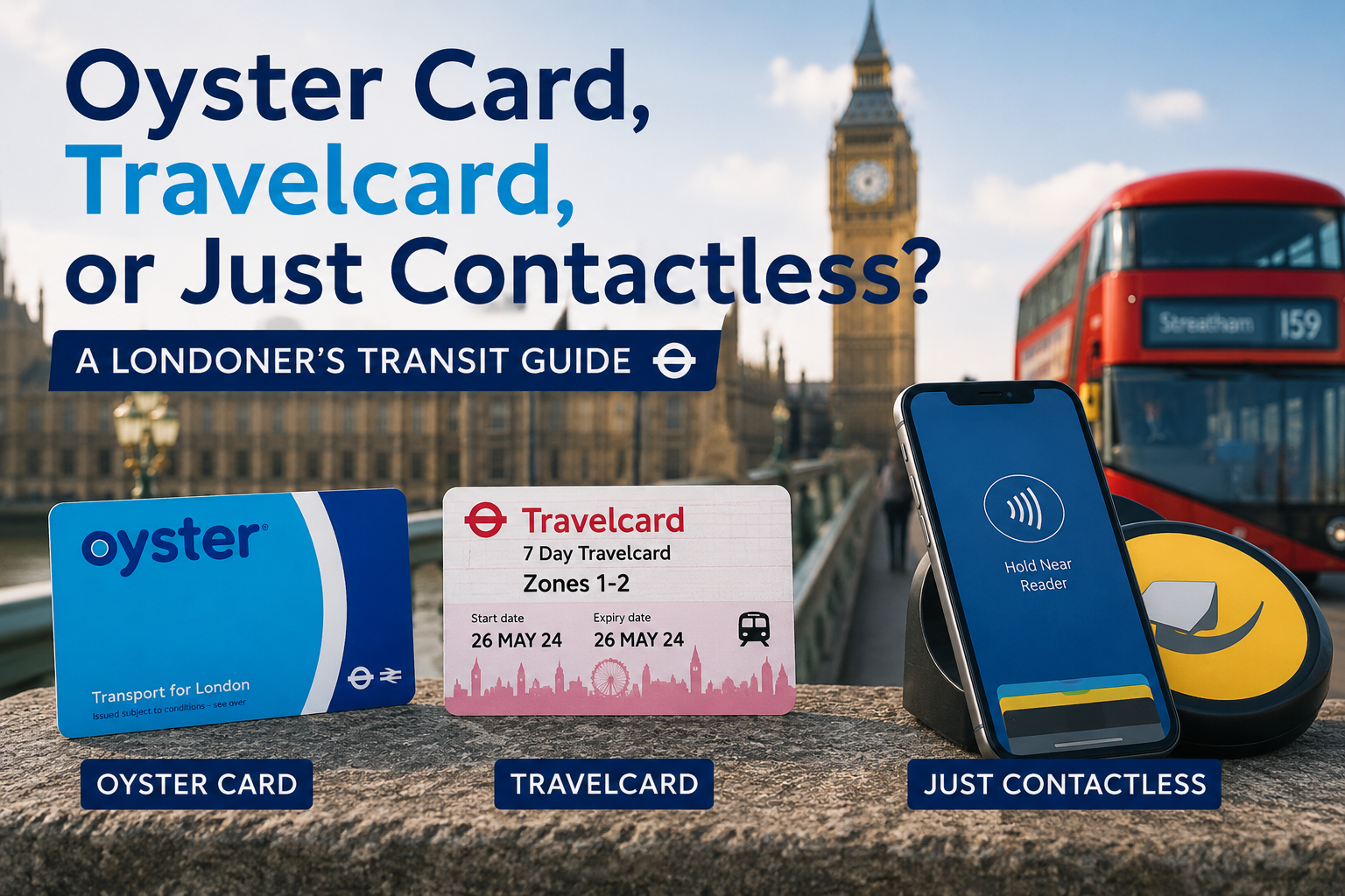 Oyster card, Travelcard, and contactless payment options in London